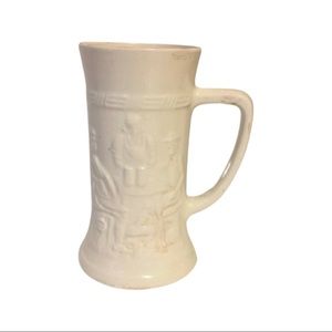 Very Thin Vintage Keramic White Bar Scene Stein